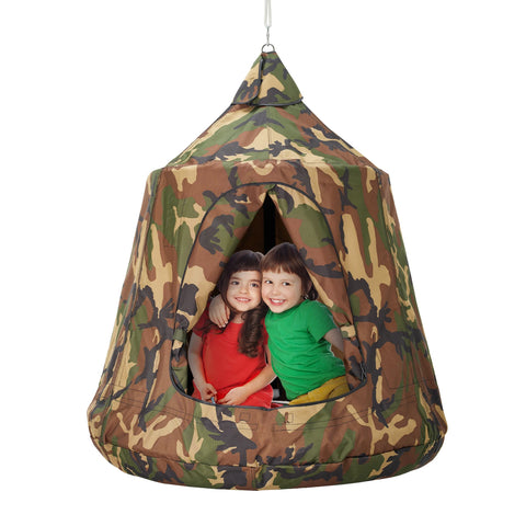 Hangmat - Hangmat voor Twee Personen - Hanging Chair - Hamac - Hammock Chair -  Hangende boomtent - Hangmat met een capaciteit van 330 lbs - Hangende tent voor buiten - Schommel met LED-lichtsnoer - Snaarcamouflage