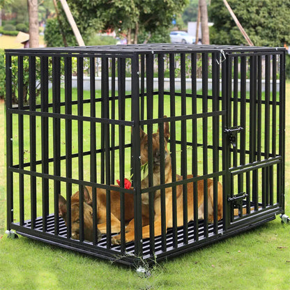 Hondenbench - Hondenren - Hondenhuisje voor binnen - Hondenhok - Heavy Duty - Met 3 Deuren, 4 Vergrendelbare Wielen & Uitneembare Lade (Maat L)