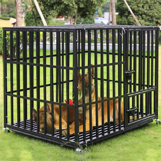 Hondenbench - Hondenren - Hondenhuisje voor binnen - Hondenhok - Heavy Duty - Met 3 Deuren, 4 Vergrendelbare Wielen & Uitneembare Lade (Maat XL)