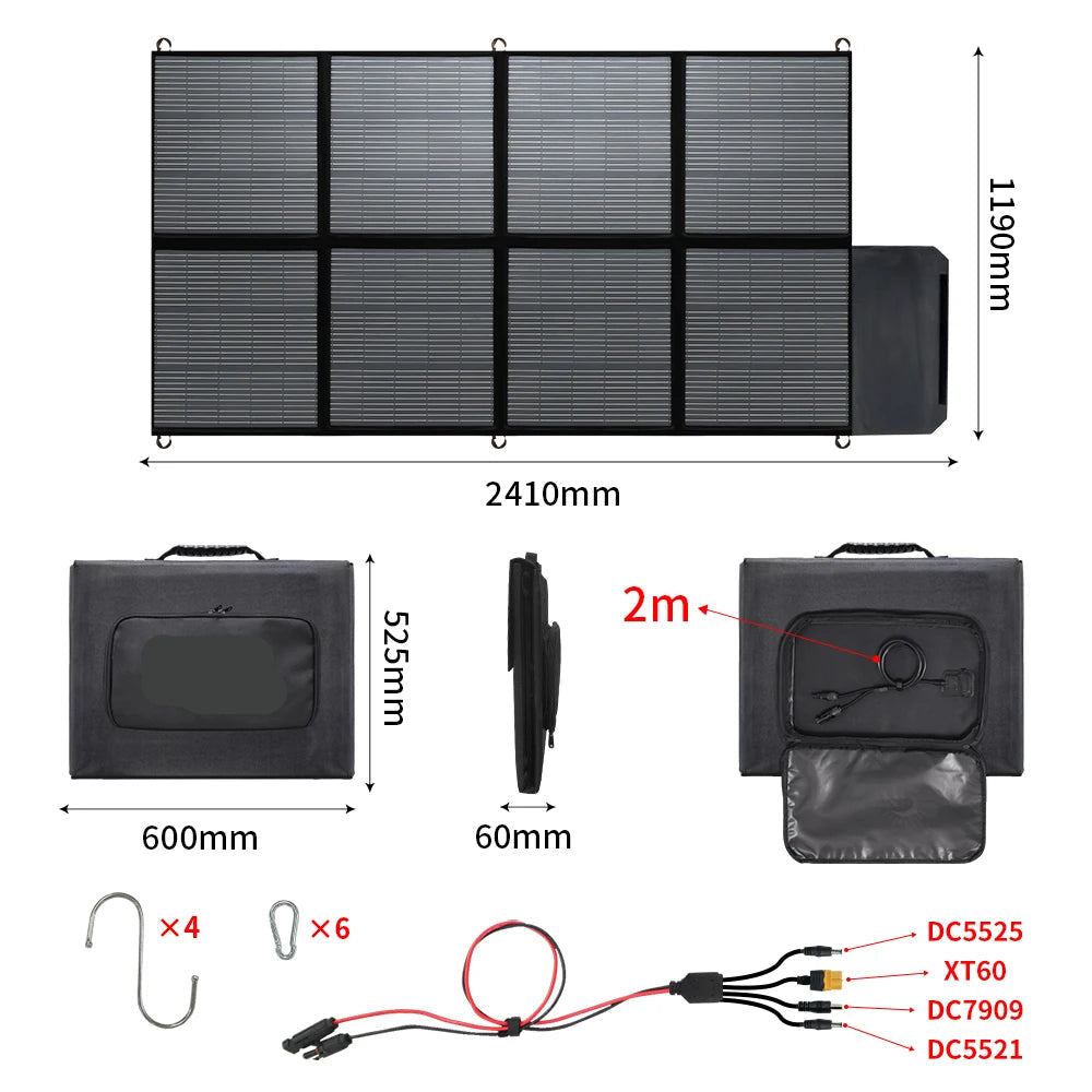 Zonnepaneel - Opvouwbaar Zonnepaneel - Sun Power - Zonnecellen Oplaadbatterij - 120W - Draagbare Zonneoplader - Waterdicht - voor Camping, RV, Tuin en Dak