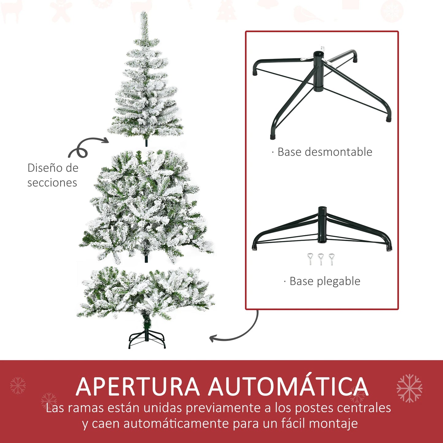 Kunstkerstboom – Kunstkerstboom Wit – Kerstboom Nepspar – Kunstspar – Nepboom – 180 cm Hoog – Brandwerende Besneeuwde Takken