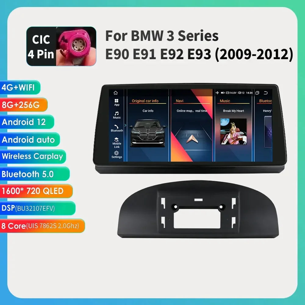 2DIN Android Autoradio – Multimedia Systeem – Navigatie Unit – Touchscreen Radio – Auto Entertainment – 10,33 Inch QLED Scherm – 8GB RAM 128GB Opslag – GPS & CarPlay Support – BMW E60 05-08 CCC Variant