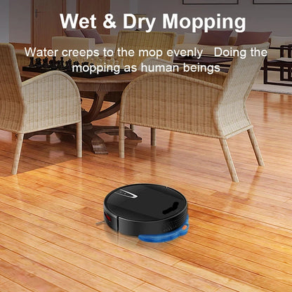 Robotstofzuiger met dweilfunctie - Met laadstation - dweilrobot - Ideaal voor huisdieren - Gyroscoop - val & object detectie - Vloerdetectie - Met App - Zwart - QUORE