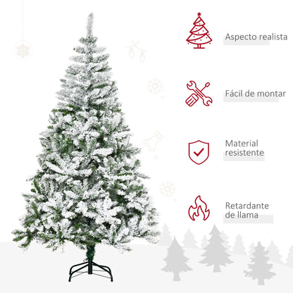 Kunstkerstboom – Kunstkerstboom Wit – Kerstboom Nepspar – Kunstspar – Nepboom – 180 cm Hoog – Brandwerende Besneeuwde Takken