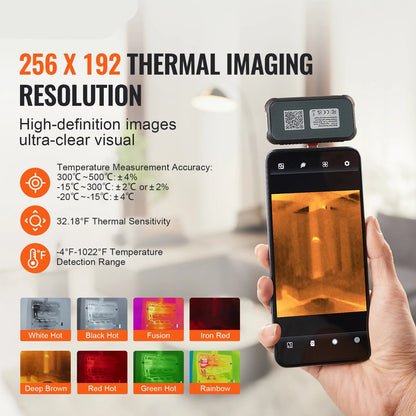 Warmtebeeldcamera - Warmtecamera - Infrarood Camera - Thermische Beeldcamera - 256x192 IR Resolutie - 25Hz Beeldverversing - Thermische Imager - Voor Android Tablets - Inspectiecamera - Lekdetectie en Onderhoud