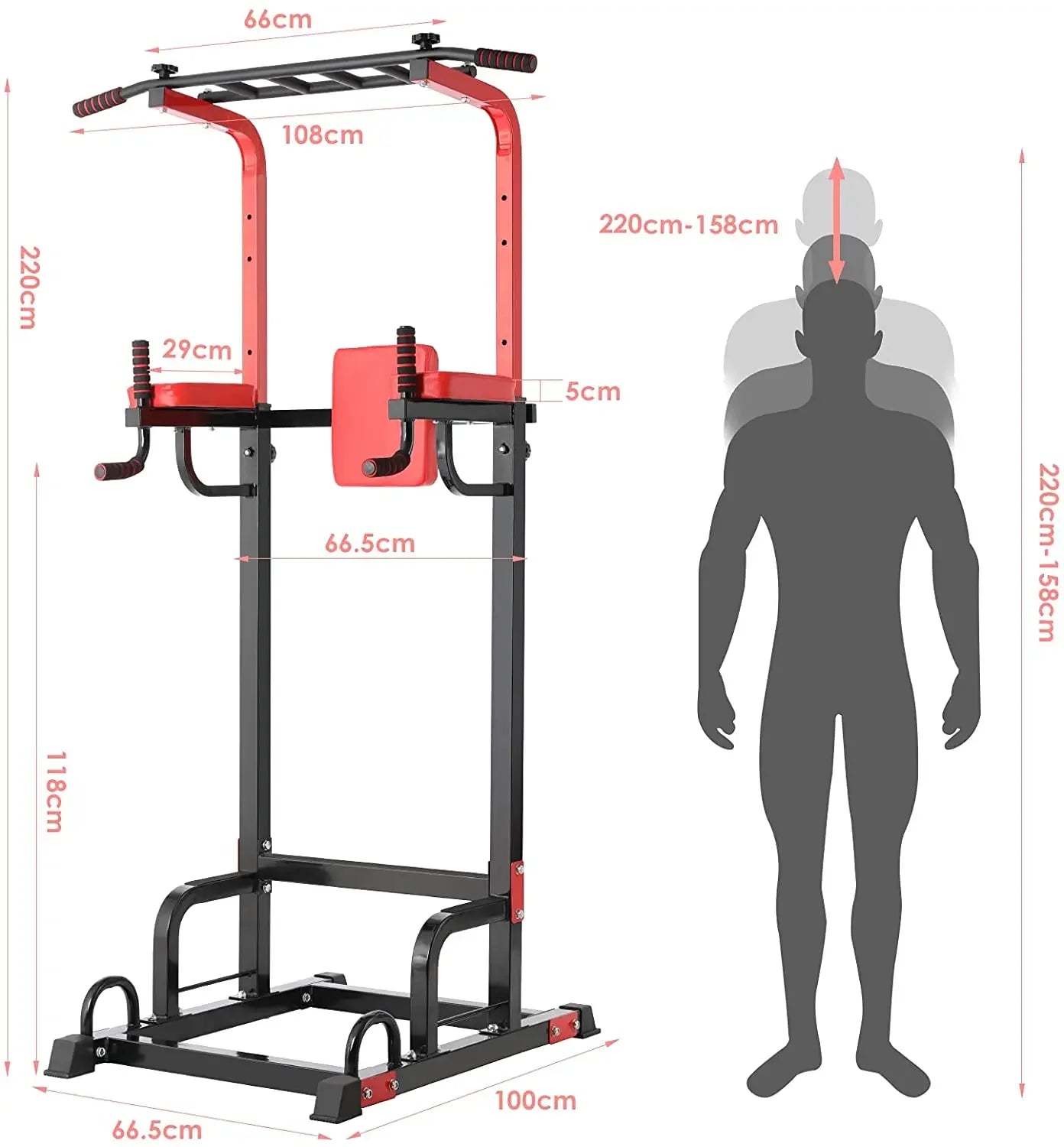 Power Tower Pull Up Bar Strength Bodybuilding Standing 200kg Workout Equipments Ultra-functional Dip Station Home Fitness - QUORE