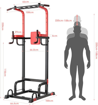 Power Tower Pull Up Bar Strength Bodybuilding Standing 200kg Workout Equipments Ultra-functional Dip Station Home Fitness - QUORE