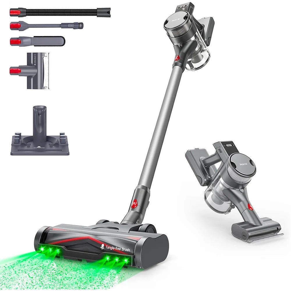 Maircle S3 Pro Cordless Vacuum Cleaner, with Store and Charge 2-in-1 Dock, 70min Runtime, 35kPa Power Suction, Green LED Headlig