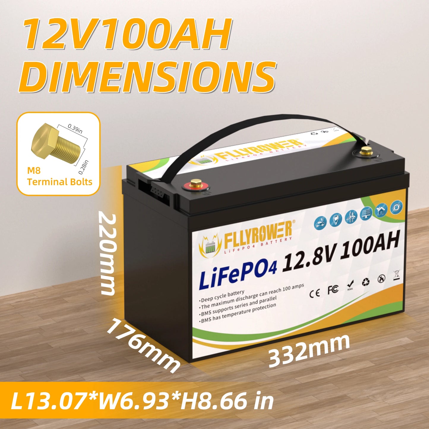 12V 100Ah LiFePO4 Accu – Lithium Accu – Solar Accu – Camper Accu – Boot Accu – 6000 Cycli – IP65 Waterdicht