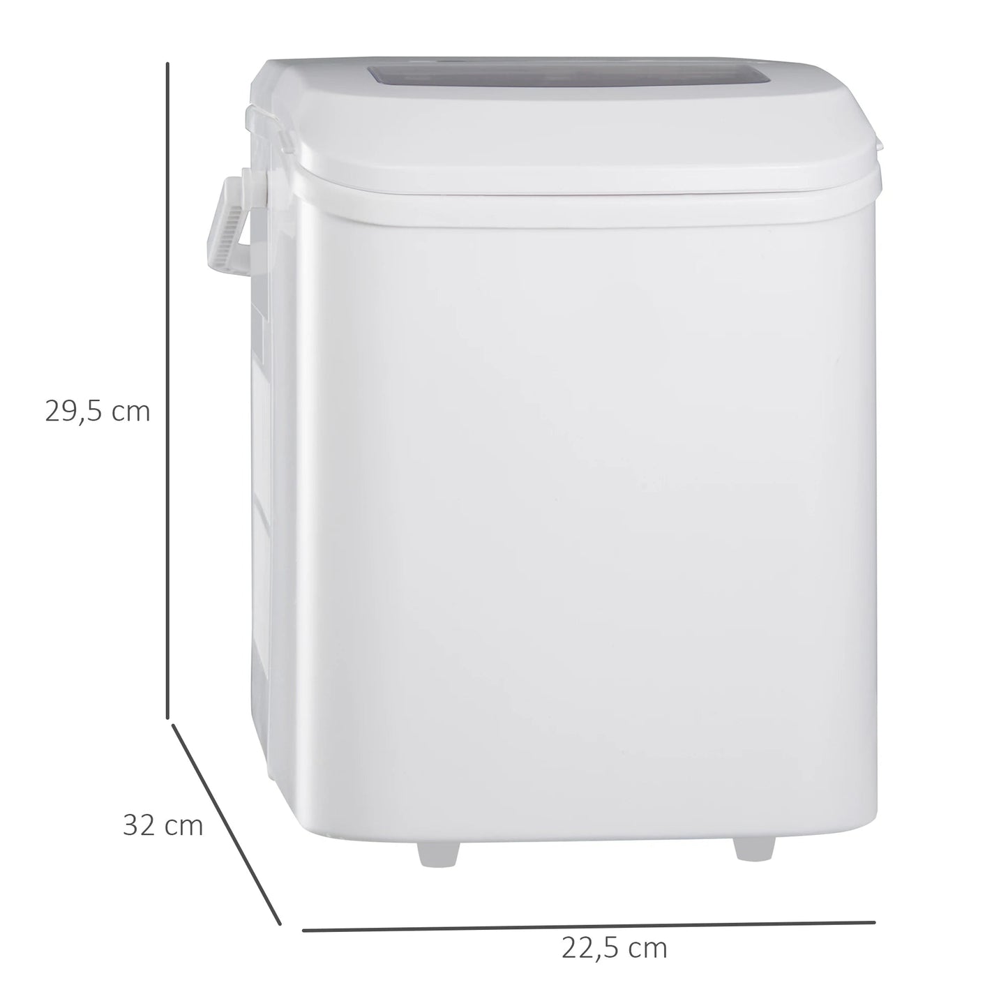 Ijsblokjesmachine - Elektrische Ijsblokjesmachine - Ijsmaker - Ijsmachine - 9 Kubussen elke 6-12min - Zelfreinigend - 1.2L - 220-240V/50Hz - 43Db - R600a - 22.5 x 32 x 29.5 cm - Wit