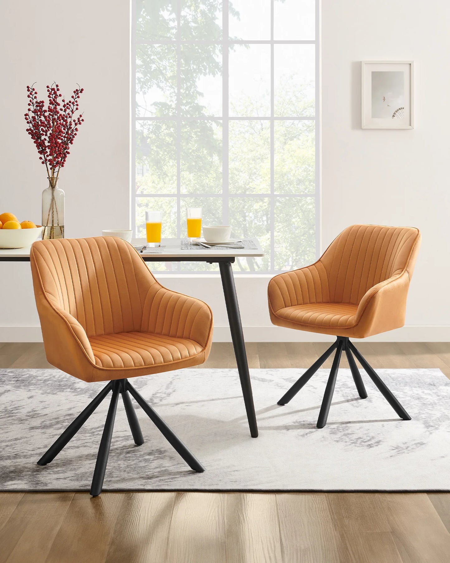Eetkamerstoelen – Stoelen – Velours Stoelen – Caramel Stoelen – Comfortabele Zitting – Ergonomische Rugleuning