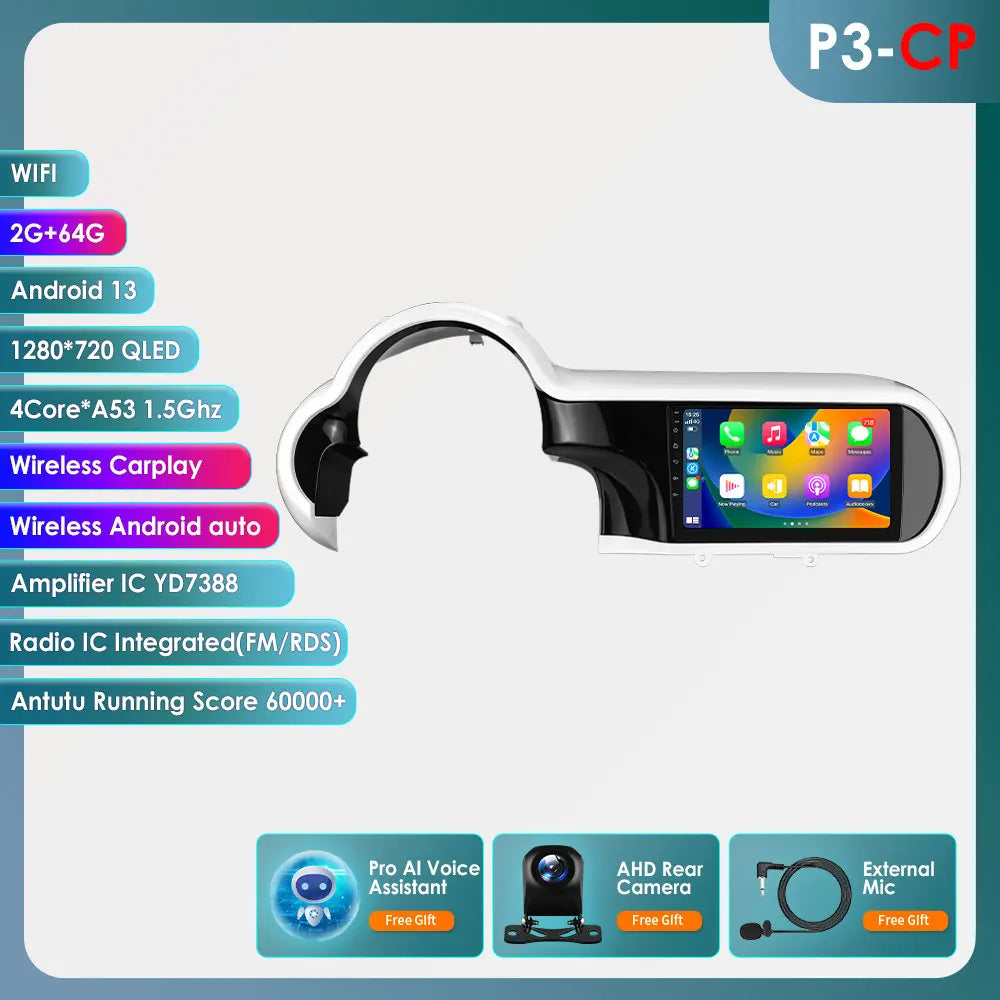 2DIN Autorradio – Multimedia Speler – Navigatiesysteem – Touchscreen Radio – DAB+ Ontvanger – Groot 9 Inch Display – Draadloze CarPlay & Android Auto