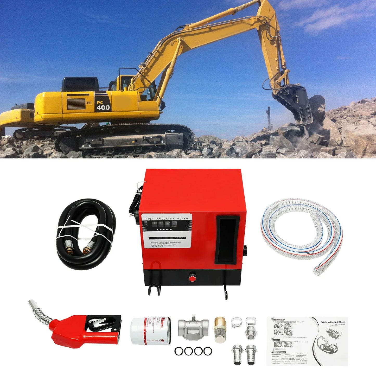 Zelfaanzuigende Dieselpomp – Oliepomp – Brandstofpomp – Overhevelpomp – Vulpomp – 60 L/min Capaciteit – Gietijzeren Waaier
