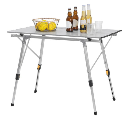 Klaptafel - Camping - Tuint - Feest - Picknick - Opvouwbare - Inklapbare - Draagbaar - Bureau -Lichtgewicht Aluminium - Belastbaar tot 30 KG - Zilver