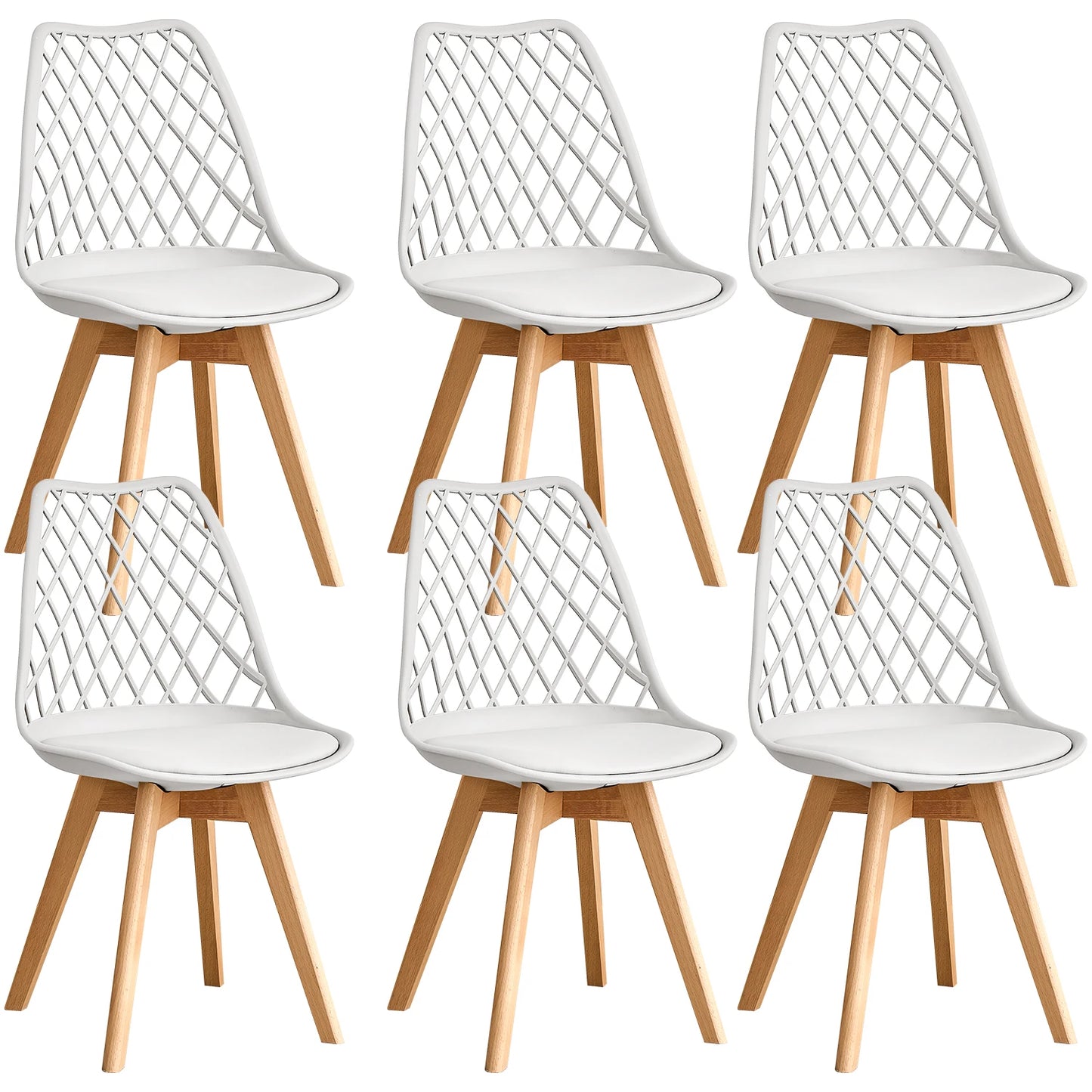 Set of 4 / 6 Modern Mesh Back Dining Chair with Solid Wood Legs and Upholstered Cushions, for Dining Room/Bedroom, Cafe Chair
