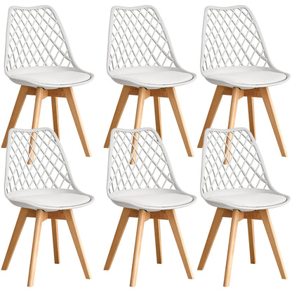 Set of 4 / 6 Modern Mesh Back Dining Chair with Solid Wood Legs and Upholstered Cushions, for Dining Room/Bedroom, Cafe Chair