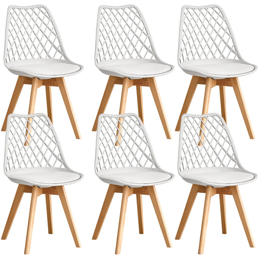 Set of 4 / 6 Modern Mesh Back Dining Chair with Solid Wood Legs and Upholstered Cushions, for Dining Room/Bedroom, Cafe Chair