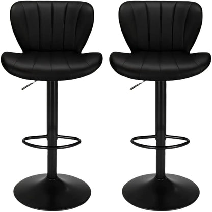 Barstoelen – Barkrukken – Barstoeltjes – Keukenkrukken – Zwarte Barstoel Set – Verstelbare Hoogte – 360° Draaibaar
