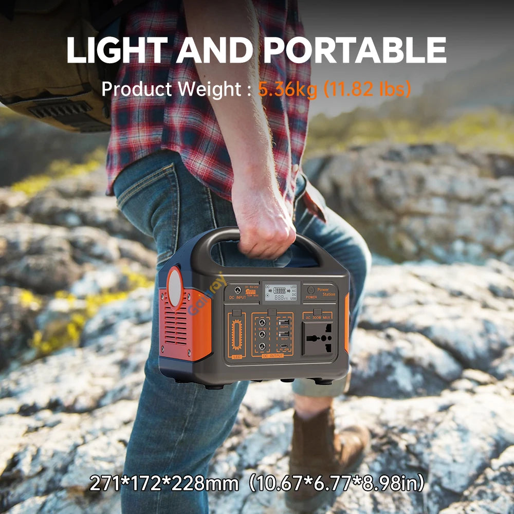 Draagbare Power Station – Mobiele Energievoorziening – Solar Generator – Noodstroomunit – Powerbank – 300W Output – LiFePO4 Batterij & LCD-Display