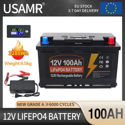 Lithium Accu – LiFePO4 Accu – Energieopslag Accu – Thuisaccu – Backup Accu – 100Ah Capaciteit – Ingebouwd BMS Veiligheidssysteem