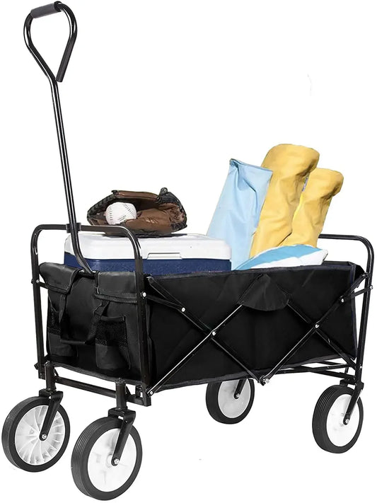 Bolderkar - Bolderwagen - Opvouwbare - Tuinkar - 262L -  Tuinwagen - Tuintrolley -  Wagon voor Winkelen, Strand, Park en Picknick, Outdoor Activiteiten en Kamperen - Draagvermogen 80kg - Zwart