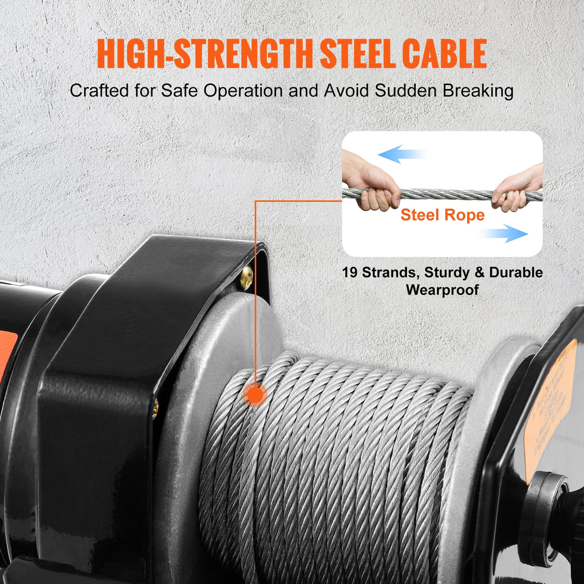 Electric Winch - 2000LBS - Electric Hoist - Crane - Cable Hoist Winch - Winch - Steel Rope - with Wired Remote Control - 4-Way Cable Guide - Black