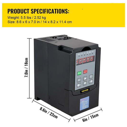 Frequency Inverter - Frequency - Speed ​​Controller - VFD 5.5KW 220V - Inverter Variable Frequency Driver - 3-Pase Output Speed ​​Controller - for Motor CNC