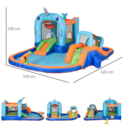 Bouncy Castle met Glijbaan voor Kinderen 3-8 Jaar - Multicolor - 420x370x230 cm - Met Pomp en Draagtas
