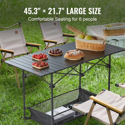 Folding Table - Collapsible Table - 45.3x21.7x27.6 inch - Foldable Garden Table - Smooth Table Top - Folding Table - Foldable Camping Table - Portable Outdoor Travel Table - Lightweight - Foldable Picnic Table - Ultra Compact - Black