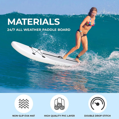 Opblaasbaar Stand Up Paddle Board – SUP Board – Inflatable Paddleboard – Suppen – Watersport Board – Anti-slip EVA Dek – Compleet Accessoireset 305 cm - Wit - QUORE