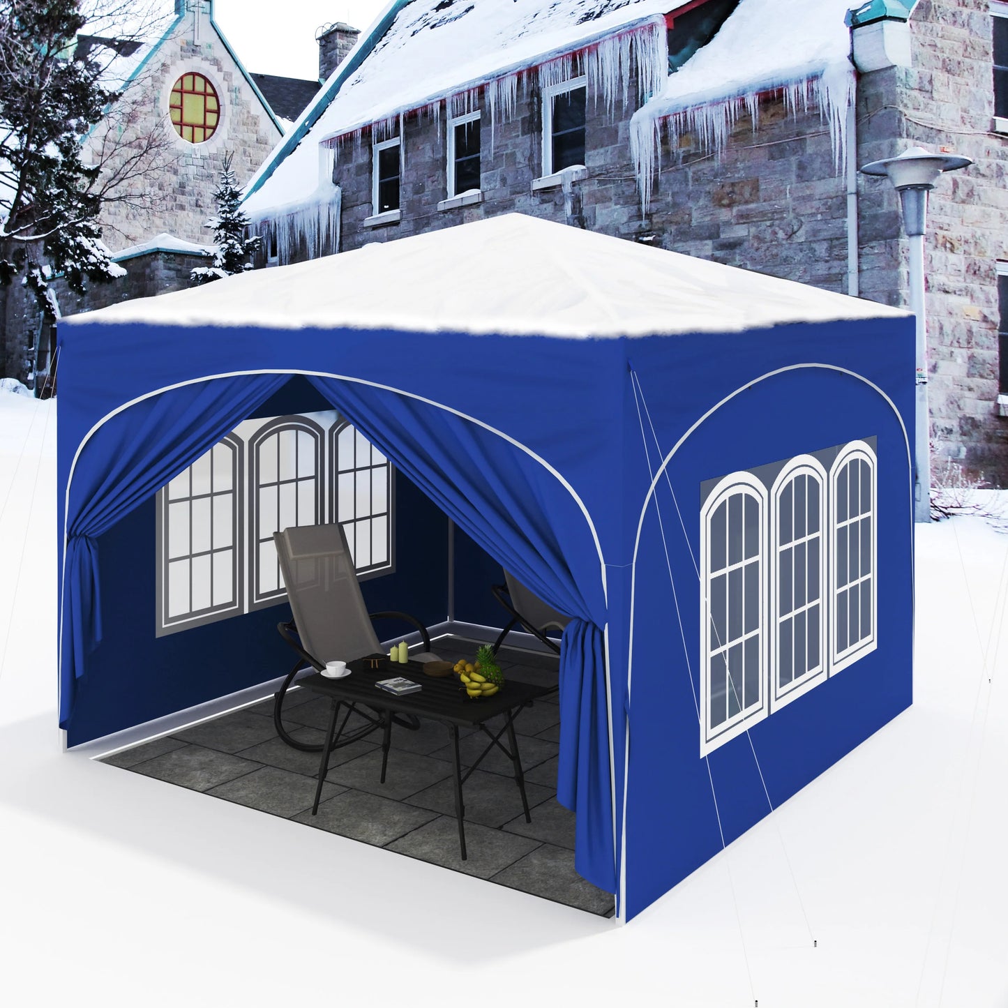 Partytent - Tent - Paviljoen - Partytenten - Easy up Partytent - 3x3m - met 4 Zijwanden - Opvouwbare - Verstelbare Hoogte - Vouwgazebo - Waterafstotend en UV-bescherming voor Tuin, Kamperen en Picknicken - Grijs