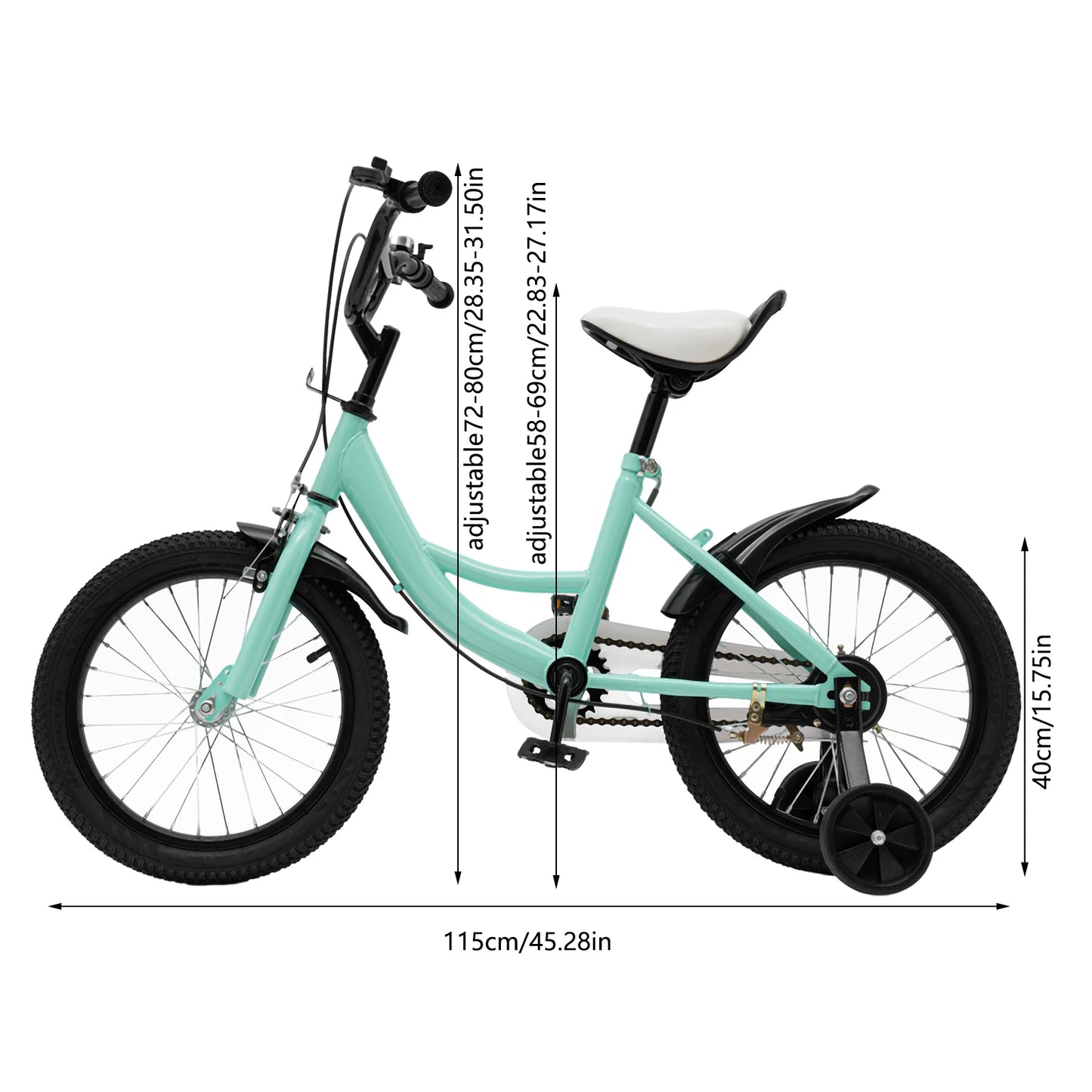 Kinderfiets - Kinderfietsen - Jongensfiets - Meisjesfiets - 16" - Fiets voor Jongens en Meisjes met Veiligheidswielen en Schokabsorberende Rubberen Banden