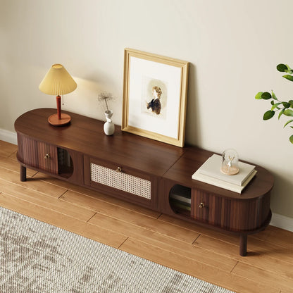 TV-Kast – TV-Meubel – Tv-Stand – Tv-Kast Met Opbergruimte – Meubelkast – Massief Mahoniehout – Geschikt Voor 50-59 Inch Televisies