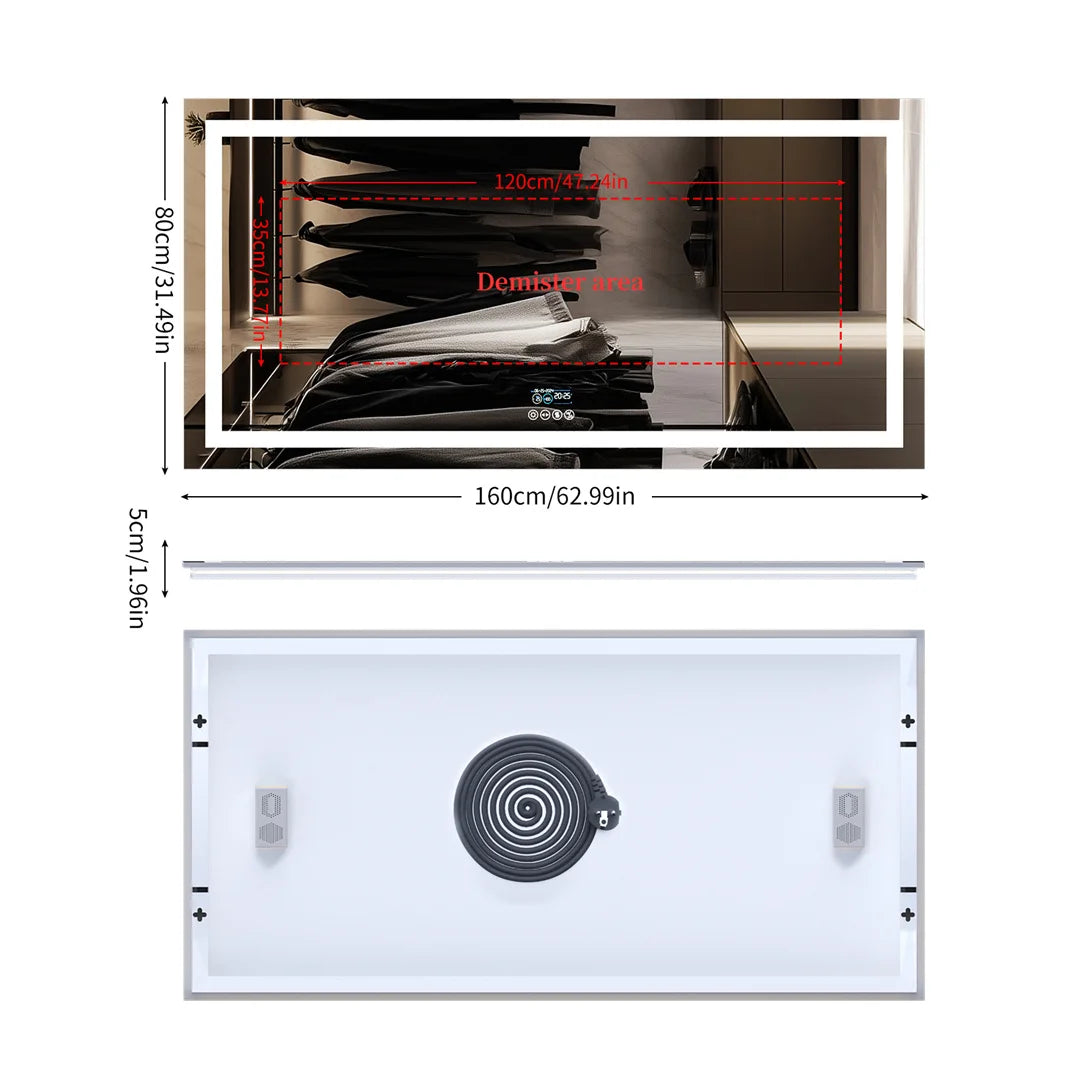 Led-Badkamerspiegel – Spiegel – Badkamerspiegel – Make-Upspiegel – Led-Spiegel – Bluetooth-Speaker – Anti-Condens - 140x70cm