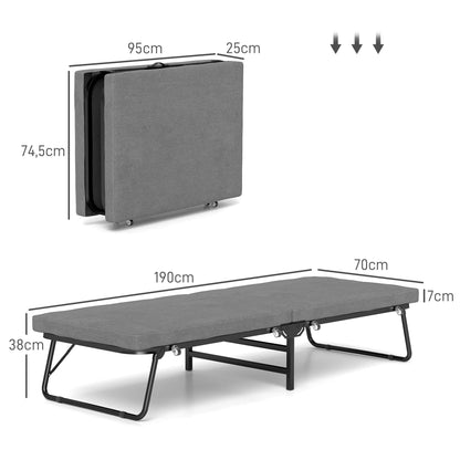 Inklapbaar Logeerbed – Opvouwbaar Bed – Gastbed – Extra Bed – Verstelbare Rugleuning – 7 Cm Schuimmatras – Draagvermogen 120 Kg - 70x190 cm