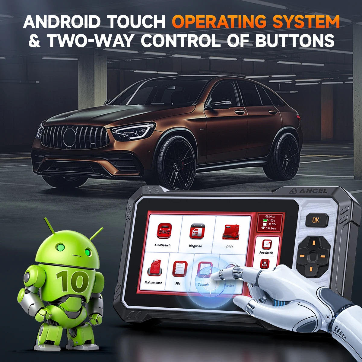 Autodiagnose Tool – OBD2 Scanner – Foutcode Lezer – Auto Diagnostiek – Motorcontrole – 6,2 Inch Scherm – Gratis Updates