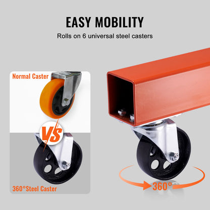 VEVOR Hydraulic Engine Hoist with Lever 2 Ton/4400 LBS Foldable Engine Crane and Engine Hoist Leveler for Auto Repair, Loading