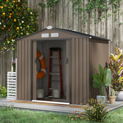Outsunny garden shed with Base 213x130x185 cm with 2 doors Brown