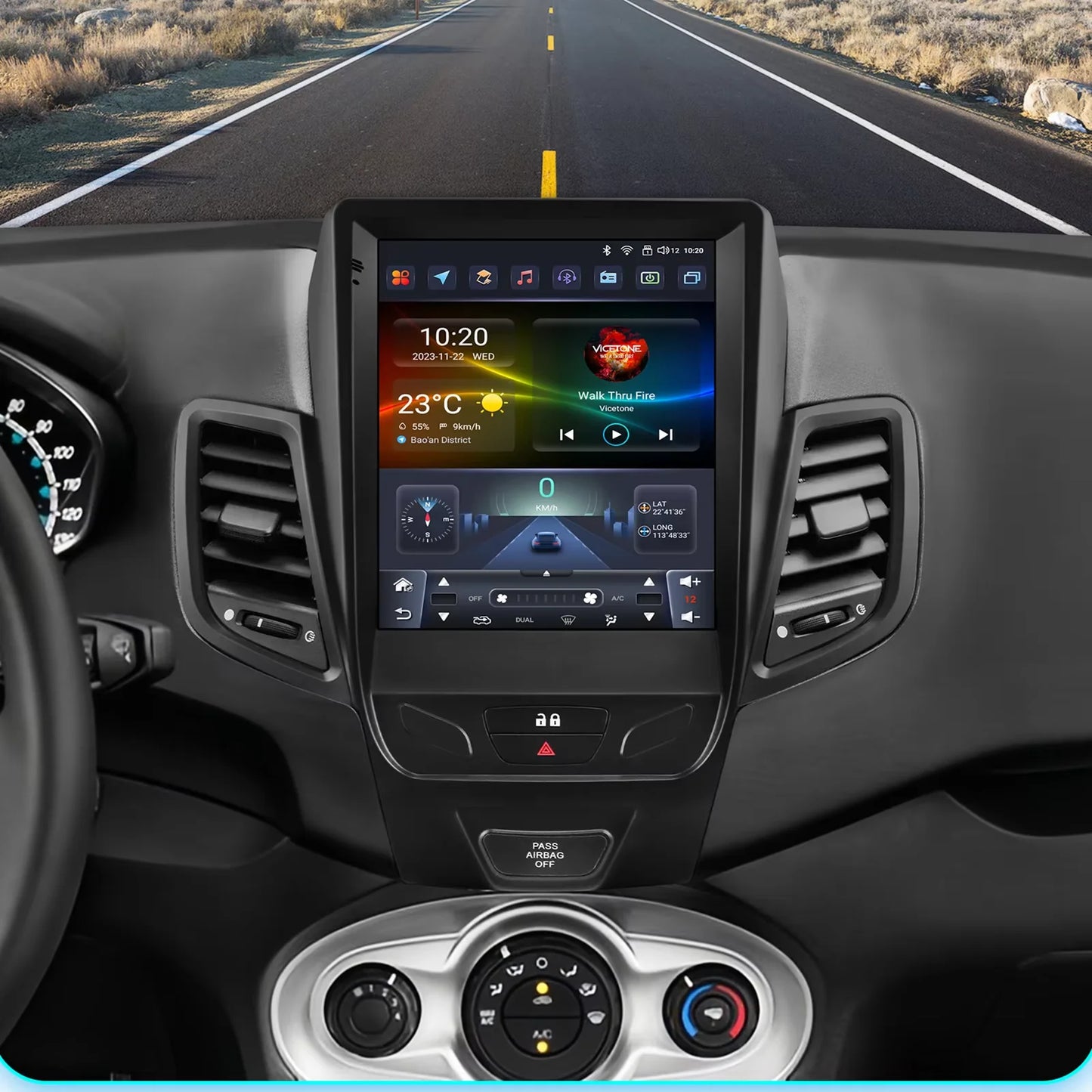 Hizpo 9.7 Inch  2 Din Car Radio for For Ford Fiesta MK7 2009 - 2016 Tesla Style CarPlay Android Auto GPS Navigation BT WIFI 4G