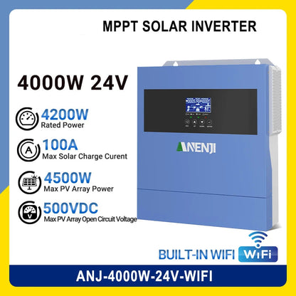Hybride Zonnestroomomvormer – Zonne-omvormer – Solar Omvormer – PV Omvormer – Energie Omvormer – 4000W Vermogen – Ingebouwde Wifi Monitoring