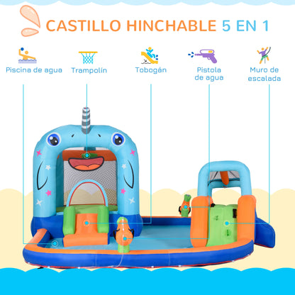 Bouncy Castle met Glijbaan voor Kinderen 3-8 Jaar - Multicolor - 420x370x230 cm - Met Pomp en Draagtas