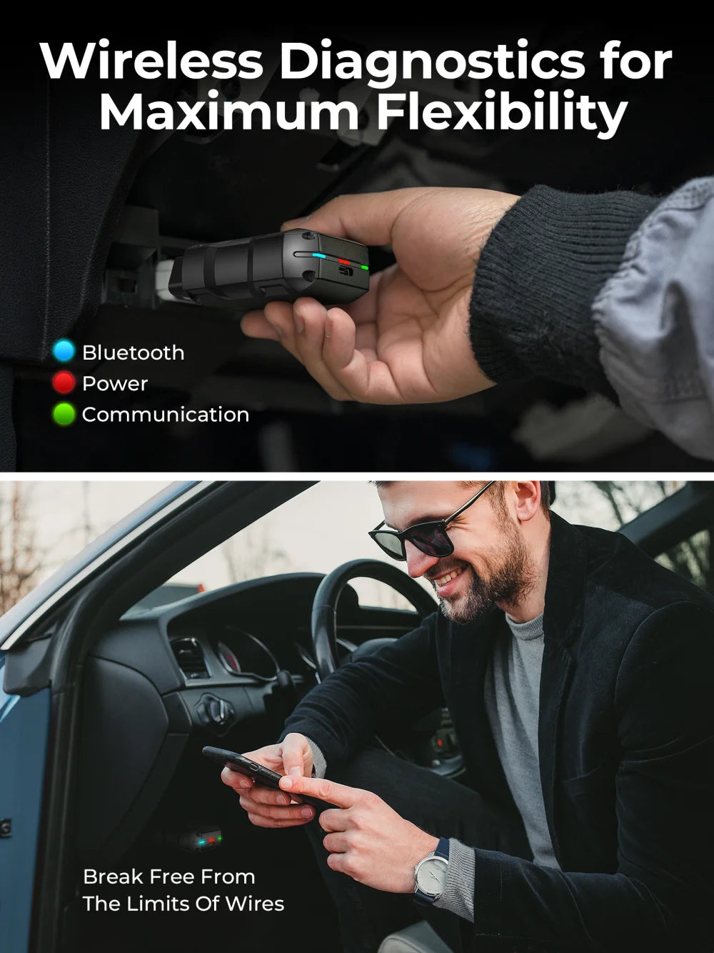 OBD Scanner - OBD2 - Auto Scanner - Auto uitlezen - Diagnose Apparatuur voor Auto's - OBD2 Smart Bluetooth Scanner - Volledig Systeem Diagnoseapparaat - DTC Uitleg - Onderhoud Reset Tool - Auto Code Reader - App Compatibel