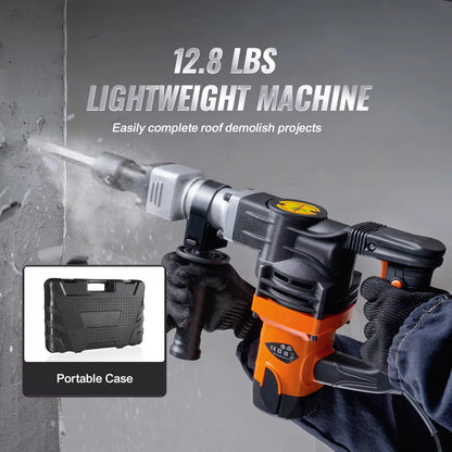 Elektrische Sloophamer – Krachtige Breekhamer met 1400W Industriële Motor – Voorhamer - Moker - Jack Hammer – Inclusief Schokabsorberende Handgreep – Ideaal voor Beton - Steen en Renovatieklussen