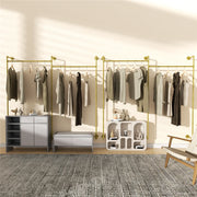 Kledingrek - Kledingroede - Kledingrek metaal - Wandgemonteerd - Industrieel Pijp Kledingrek - 205x190cm/ 80.7x74.8 inch - Goud