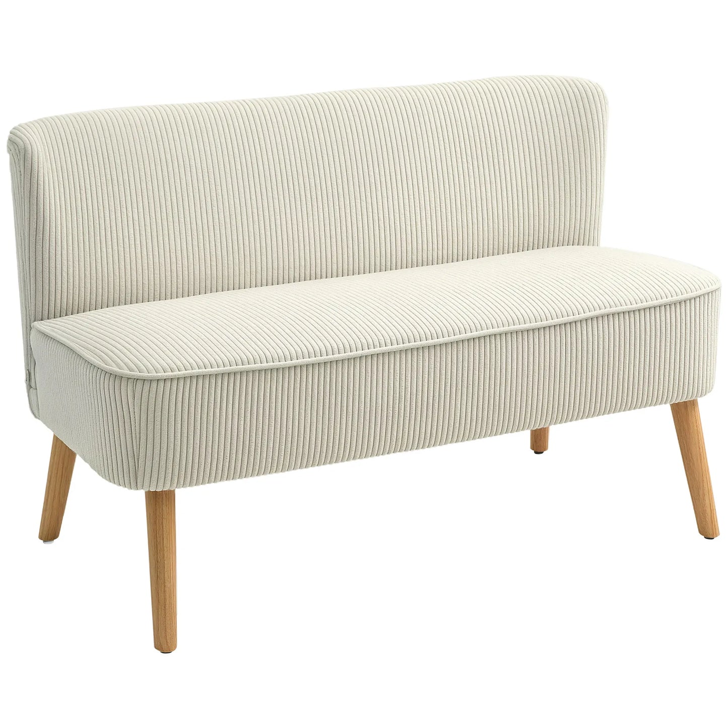 2-Zitsbank – Bank Zonder Armleuningen – Compacte Bank – Velours Sofa – Creme Wit – Ruimtebesparend Ontwerp – Zachte Spongevulling