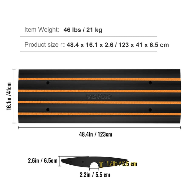 Kabelbeschermer - Kabelbrug - Kabelgoot - Kabelbrugrubber - Kabeldrempel - Kabeldrempelvloer - Opritdrempelbrug Uitbreidbare Oprijplaten - voor laadperron Garage Oprijplaat- 1Pack