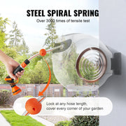 Vevor - Air Hose - Retractable Hose Reel - 1/2 Inch 180° Swivel Bracket Wall Mounted Garden Water Hose Reel with 9 Pattern Nozzle and 3 Fast - 20m - White