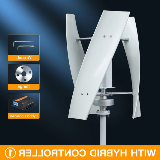 Verticale Windturbine – Horizontale Windmolen – Mini Windgenerator – Windkracht Turbine – 2000W Vermogen – 48V - MPPT Hybride Controle - QUORE