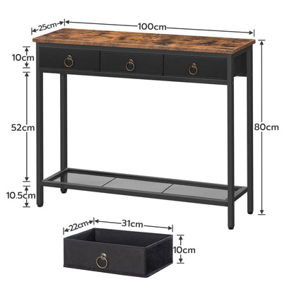 Bijzettafel - Woonkamer - Smalle Consoletafel - Haltafel - Kleine Tafel - 100 cm x 25 cm x 80 cm - Rustiek Bruin