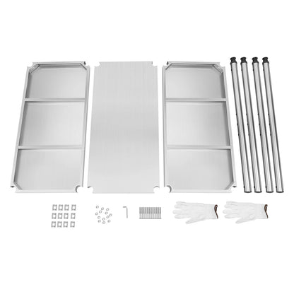 Roestvrijstalen Keukentafel - 3-Laags Werktafel & Opslagrek voor Restaurants - Keukens & Voorraadkasten - Gemakkelijk te Demonteren Tafel - Keukenplank voor Voorraadkasten - Zilver